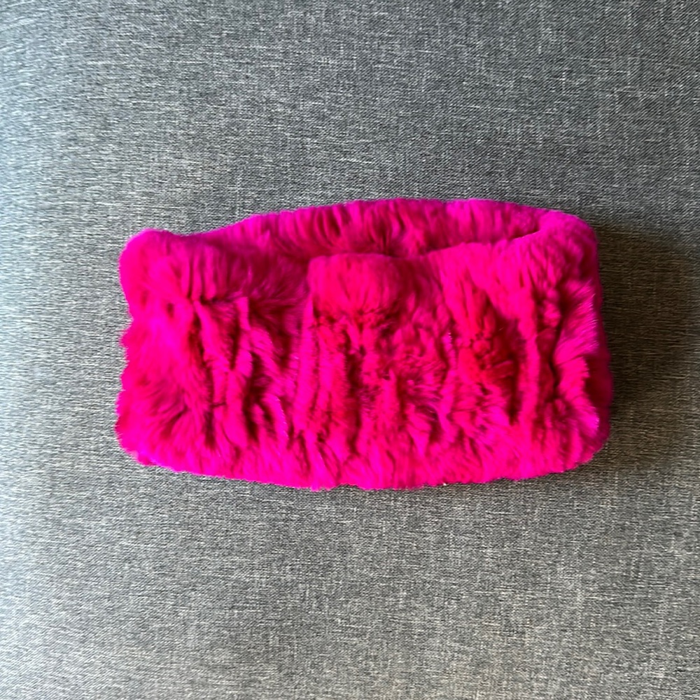 Knitted fur headband-pink